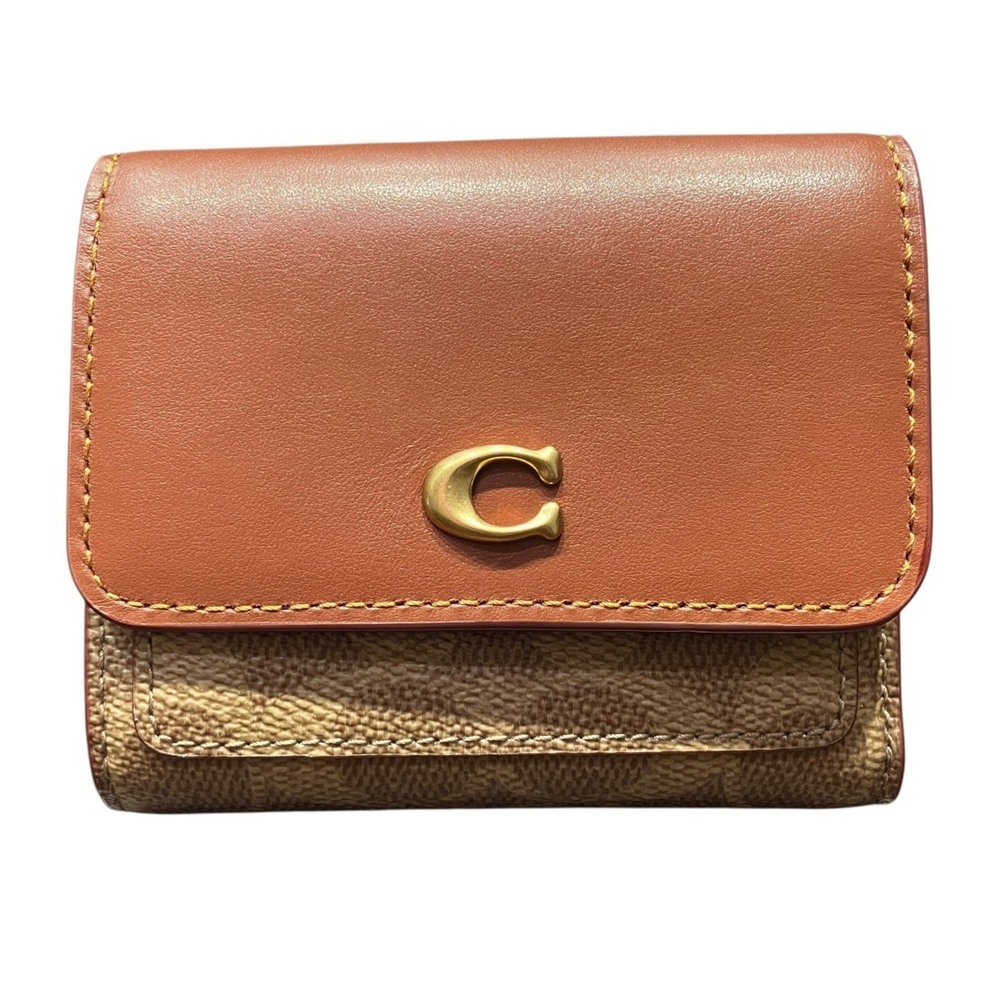 Coach Mila Small Flap Wallet Tri-fold Signature PVC Calf Leather CAT56